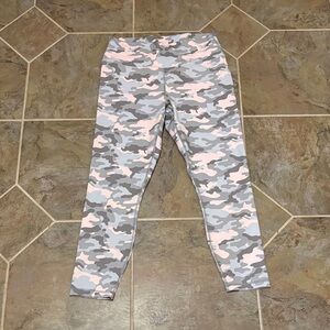 Size Large Pink and Grey Fabletics Camo Leggings